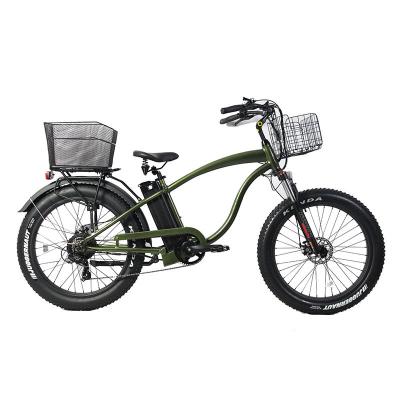 China 750W Electric Fat Tire Beach Cruiser Bike with Optional Removable Basket and 48V 13Ah Battery for sale