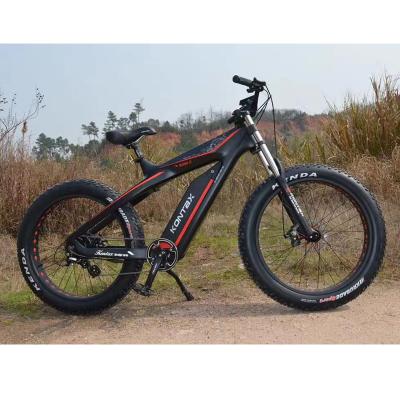 China Velocidad máxima 30-50Km/h Fabricación personalizada de fibra de carbono de largo alcance 26*4 Fat Tire Mountain E-Bike en venta