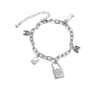 China 2021 Fashion SL9010 Bracelets Stainless Steel Environmental Friendly Shape Of Lock Bracelets With Letters for sale