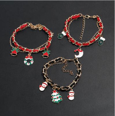 China Environmentally Friendly Wholesale New Design Charm Fashion Jewelry European Christmas Trees Pendant Adjustable Bracelet for Girls for sale