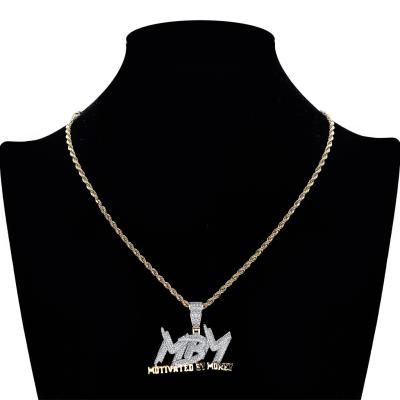 China XM20052 Environmentally Friendly Micro Zircon Set Necklace Motivated By Silver Letter Pendant Two Tone Electroplated Necklace for sale