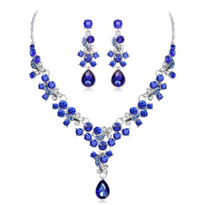 China CA567 Necklace Set Woman Environmentally Friendly Colorful Crystal Necklace Set Jewelry Women Necklaces And Earrings Sets for sale