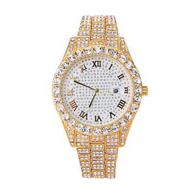 China Fashion Gold Luxury Shiny Rhinestone Eyes Full Iced Out Hip Hop Bling Diamonds Eyes Iced Out Men Out Of Uhr for sale