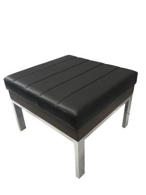 China Polished stainless steel base with black vinyl upholstery top square ottoman,bench for hotel bedroom&living room seating for sale