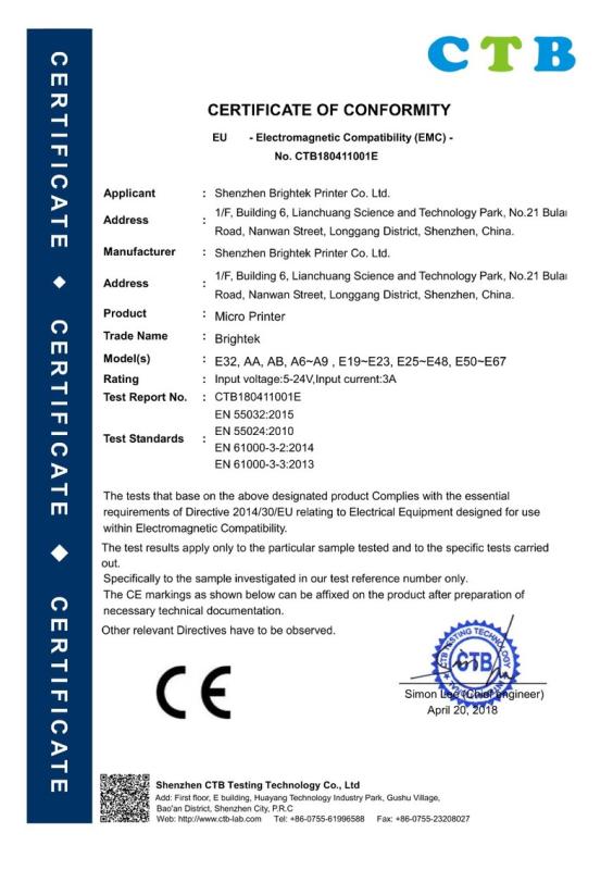 CE - Beijing Bright Technology Development Co., Ltd.