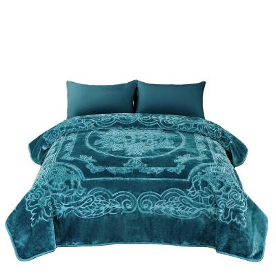 China Anti-pilling Lake Blue Cheap King Size Winter Sublimation Blanket, Manufacturers Spray Raschel Embed Printed Blanket for sale