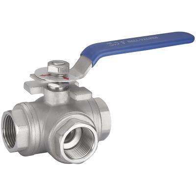 China General China 2021 Made T Type DN50 3 Way 304 SS Thread Ball Valve Use Water Oil Gas Weak Acid for sale