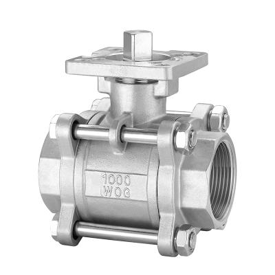 China 2021 High Quality General Made In China CF8 CF8M Stainless Steel Screw End 3PC Ball Valve With Heavy Duty Mounting Bracket for sale