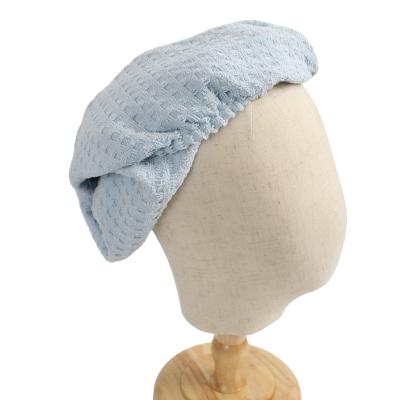 China Hot Selling Custom Logo Dry Hair Cap Microfiber Hair Dryer Hat Microfiber Turban Towel Wrap Viable for sale