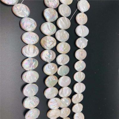 China CLASSIC 7-8mm Baroque White Color Button Shaped Strong Light Freshwater Pearl Strand Pearl Necklace for sale