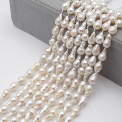 China CLASSIC 8-15mm Baroque Natural White Color Drop Shaped Strong Light Freshwater Pearl Bead Necklace for sale