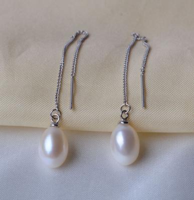 China CLASSIC Natural Line Silver Ear Stud 925 Meter Freshwater Pearl Ear Stud Single Glans Temperament Long Anti Allergy for sale