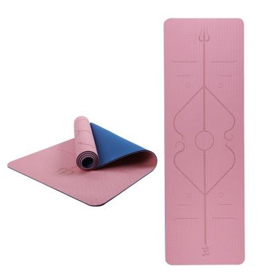 China Custom Yoga Mat Printing Eco Band Yoga Exercise Mat Anti Slip Custom Design Logo Flodable Yoga Mat With Alignment Lines for sale