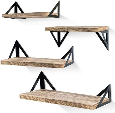 China Sustainable Floating Shelves Wall Mounted Set of 4, Rustic Wood Wall Shelves, Storage Shelves For Bedroom Living Room, Bathroom, Kitchen, O for sale