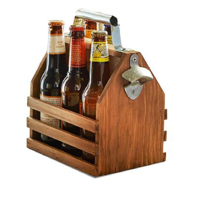 China Cheap Price Viable - Customized Wooden Beer Bottle Carrier Beer Box Wooden Beer Bottle Carrier Insulated Storage Box 6 Pack Carrier for sale