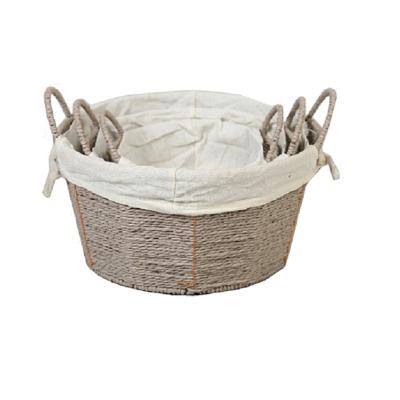 China Simple Cheap Minimalist Style Handmade Brown Color Price Rectangle Shape Paper Rope Storage Basket for sale