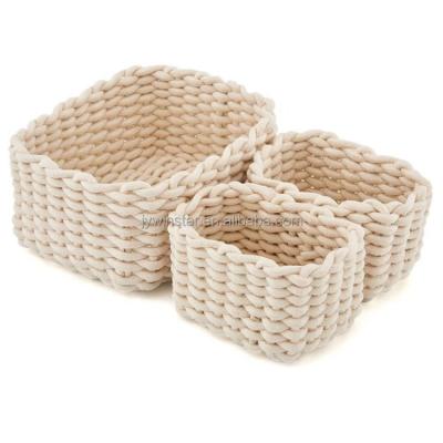 China 2021 Best Selling Foldable Gift Cotton Rope Storage Foldable Handmade Woven Basket For Sundries for sale