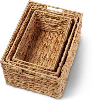 China Sustainable Handmade Rope Works Custom Water Hyacinth Wicker Seagrass Basket Water Hyacinth Plant Plankton Basket for sale