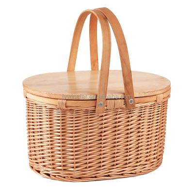 China New Design Picnic Basket Handmade Wicker Oval Rectangular Wicker Empty Wicker Gift Technology OEM Style Craft Style China Picnic Basket Wooden Pcs for sale