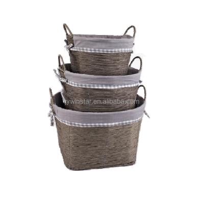 China Minimalist China Factory Rattan Woven Basket Large Capacity Paper Rope Storage Basket Material Basket With Lids for sale