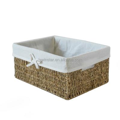 China Contemporary Use And Sundries Vegetable Plankton Materials Storage Basket Sea Grass Basket With Liner for sale