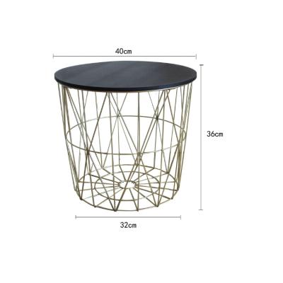 China Hot Selling Product Style Gold Round Metal Frame Adjustable Modern Wood Table Storage Removable Top Side Table (Size) For Living Room for sale