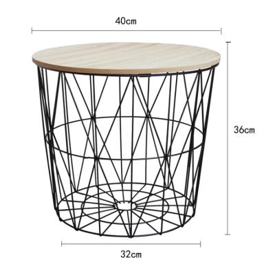 China Adjustable (height) metal wire coffee table with storage baskets underneath for sale