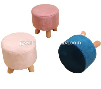 China Wholesale Removable Blanket Short Elegant Brown Wool Knitted Fabric Wood Legs Sofa Stool Mini Sitting Bar Stool for sale