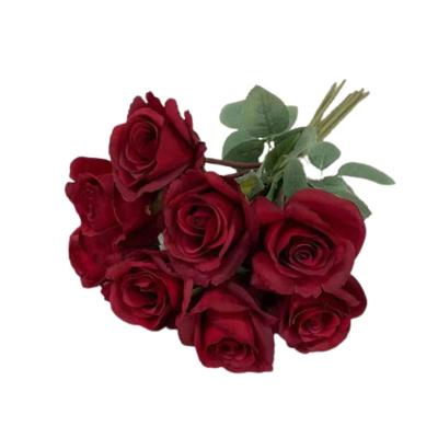 China Wholesale Transitional Flower 8 Decorative Baroque Roses Valentine's Day Artificial Flowers For Decoration Wedding Party Decoration for sale