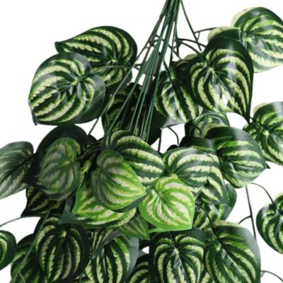 China Modern simulation of green plant radish horseshoe watermelon leaves wall hanging engineering artificial plant wall decoration for sale