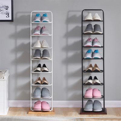 China Minimalist vertical narrow and single iron shoe rack multi-layer single row shoe rack behind the door, dormitory entrance shoe storage rack for sale