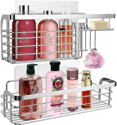 China Wall Mounted Type Bathroom Accessories Shower Corner Triangular Stainless Steel Storage Rack Double Shelving for sale