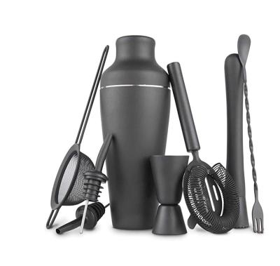 China Amazon Success Viable Cocktailshaker 17oz Cocktail Shakers Set With 8 Pieces Matte Black Bar Tools Set for sale