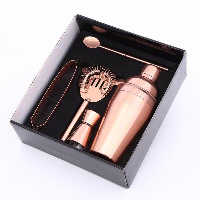 China Rose Gold Color 550ml Stainless Steel Cocktail Shaker Set Copper Bartender Kit and Rose Gold Plated Cocktail Sets Bar Accessories Set for sale