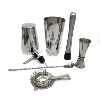 China Viable Cocktail Shaker Bar Tool Set Kit Stainless Steel Drink Boston Wine Home Bartender for sale