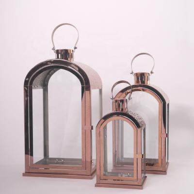 China Europe Set Of 3 Stainless Steel Candle Lantern Candle Holder Home Wedding Decorations for sale