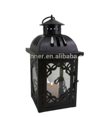 China Metal Lantern Minimalist Black Decorative Candle Lantern for sale