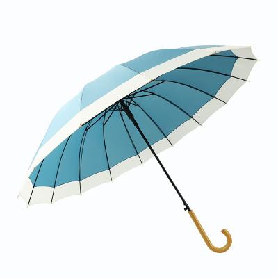 China Japandi Japanese Style 16K Umbrella Fashion Two Color Long Handle Umbrella Outdoor Windproof And Waterproof Umbrella Custom Logo for sale