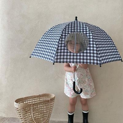 China Cute Korean Style Cute Children's Umbrella Classic Plaid Small Size Kids Outdoor Umbrella Straight Umbrella For Children for sale