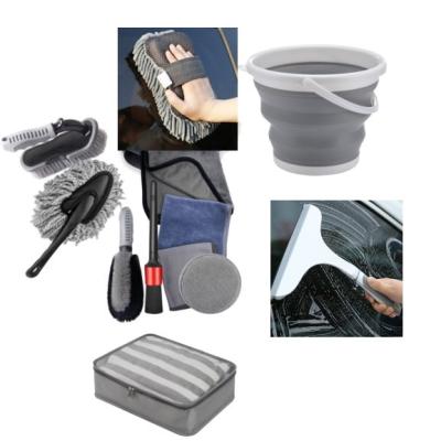 China Stocked 11 pcs Car Washing Brushes Set Car Detailing Cleaning Brush Dust Removal Microfiber Duster Brushes for sale