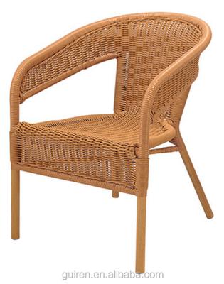 China UV-Resistant High Back Bamboo Look Weaving Beach Dining Garden Metal Bistros Patio Rattan Chair for sale