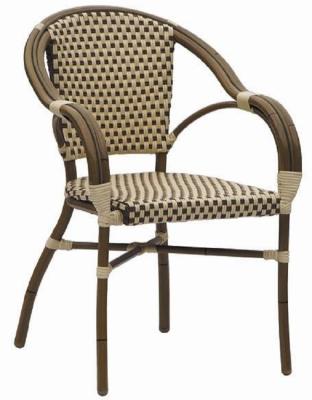 China UV-Resistant Outdoor Bamboo Look Patio Pe Furniture Restaurant Lawn Dinner Arm Rattan Wicker Chair for sale