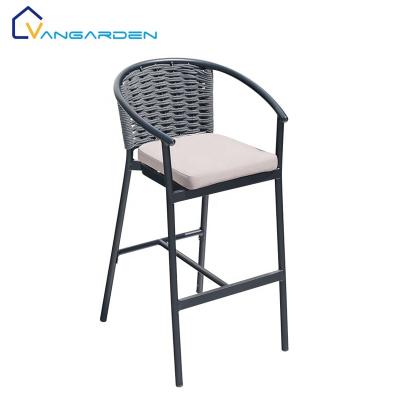 China Vangaden Waterproof Outdoor Commercial Outdoor Garden Furniture Aluminum Rope Bar Chair for sale