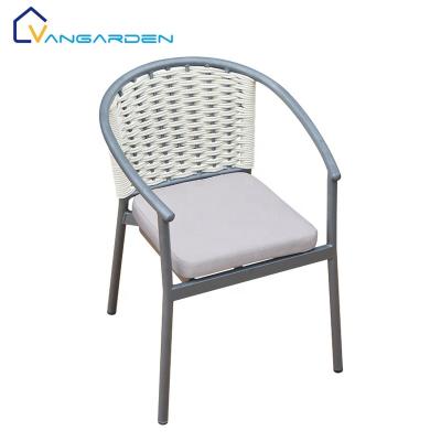 China Waterproof Outdoor Furniture Stackable Vangarden Rope Woven Cafe Dining Chair for sale