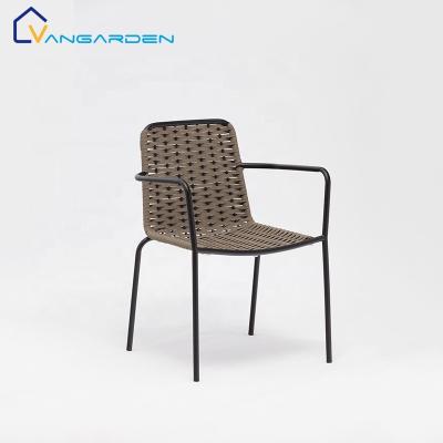 China Modern Durable Stacking Nordic Garden Metal Iron Rope Chairs For Outdoor for sale