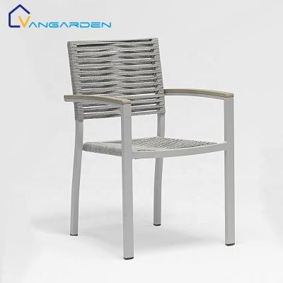 China Customized Modern Outdoor Plastic Armrest Rope Garden Chair Modern Style for sale