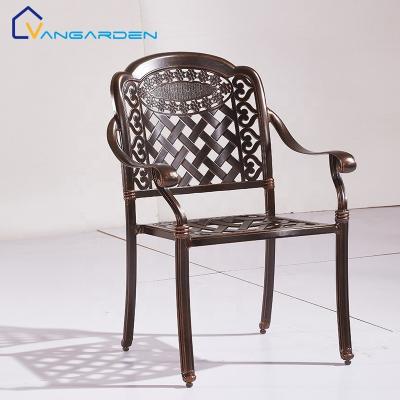 China Factory direct sale waterproof outdoor garden furniture mental cast aluminum patio dining chairs with arms for sale