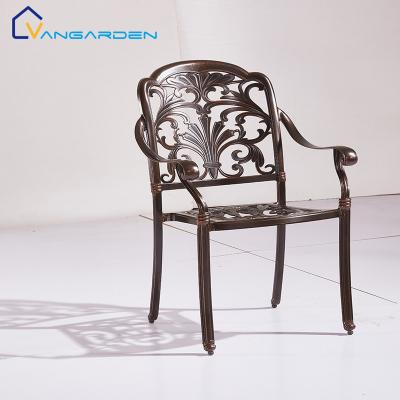 China Waterproof Modern Outdoor Furniture Cast Aluminum Metal Outdoor Dining Chair Stackable For Garden for sale