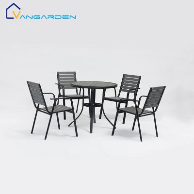 China Waterproof Outdoor Furniture 5 PCS Black Outdoor Bistro Set Garden Furniture Patio for sale