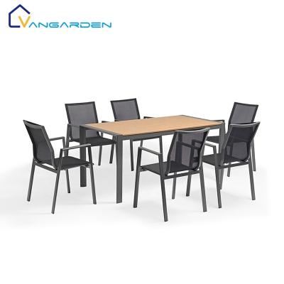 China Outdoor Weather Furniture 6 Seater Furniture Set With Wood Table From China 2020 for sale